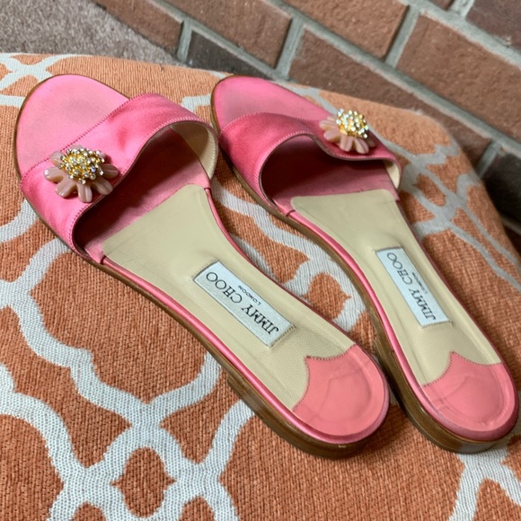 SOLD Jimmy Choo pink crystal flower slides - Picture 10 of 12